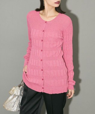 Green Parks プリーツニットカーディガン Dark Pink