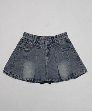 WEGO ベルト付きウォッシュドデニムミニスカパン デニム淡色