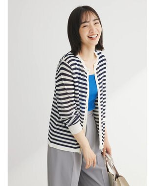 Green Parks 推しニット　クルーネックカーディガン Border