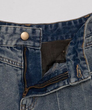 WEGO ベルト付きウォッシュドデニムミニスカパン デニム淡色