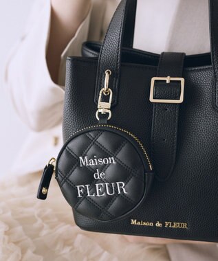 Maison de FLEUR ラウンドキルティングコインケース Black