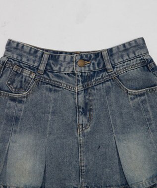 WEGO ベルト付きウォッシュドデニムミニスカパン デニム淡色