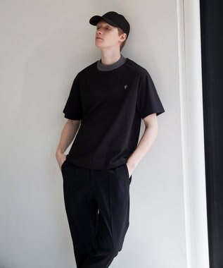 23区GOLF 【23Fondation/MEN】バイカラー モックネックシャツ 余裕のあるサイズ感 着疲れしない ブラック系