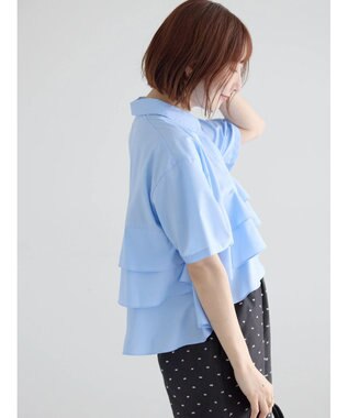 Te chichi 半袖ティアードフリルクロップトシャツ サックスブルー