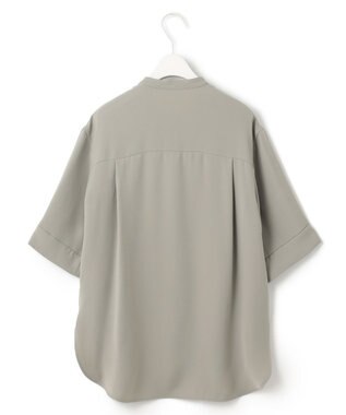 ICB 【UVカット・防シワ・洗える】ライトダブルクロス バンドカラーブラウス スモークグレー系