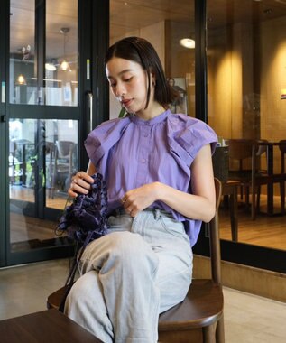 Green Parks タックデザインショート丈シャツ Purple