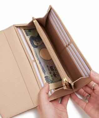 TOPKAPI 【TOPKAPI】gemdrops ジェムドロップ ミニエンボスレザー 天然石 長財布 ピンクベージュ