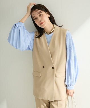 Green Parks Ｏ．洗えてストレッチ　Ｗボタンベスト Light Beige