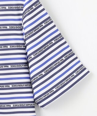23区GOLF 【MEN】【吸水速乾・UVケア】ボーダーロゴ 半袖シャツ ネイビー系1