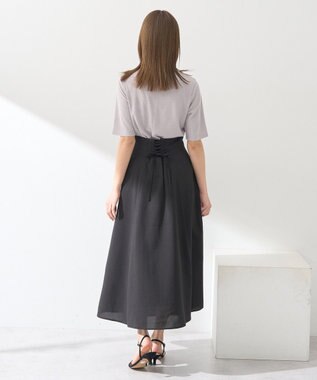 earth music&ecology シアーバックレースアップフレアスカート Light Gray