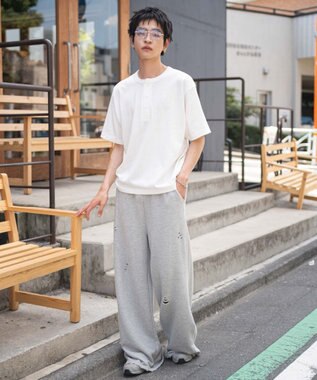 WEGO 【ユニセックス着用ITEM/MLサイズ展開】リラックスフィットヘンリーネックT（SS） ホワイト