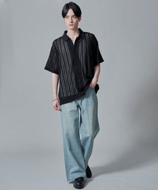 WEGO 【２点SET】アンサンブルシアーシャツ（SS） ブラック