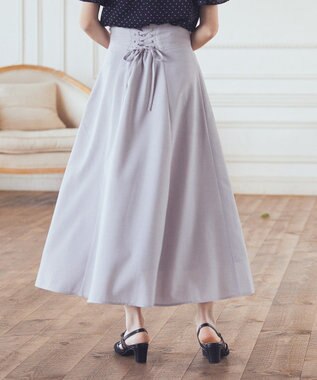 earth music&ecology シアーバックレースアップフレアスカート Light Gray