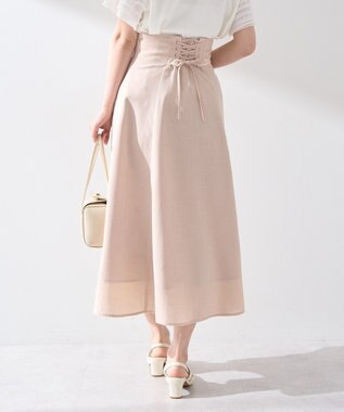 earth music&ecology シアーバックレースアップフレアスカート Light Beige