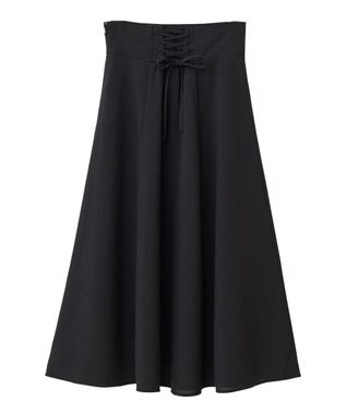 earth music&ecology シアーバックレースアップフレアスカート Black
