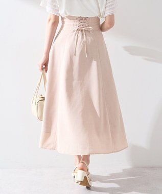 earth music&ecology シアーバックレースアップフレアスカート Light Beige