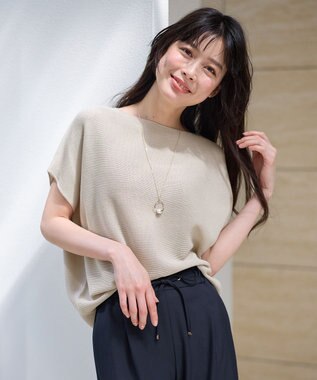 ANY 【洗濯機可/アンチピリング/UVカット】アクリルガーターフレンチスリーブニット サンドベージュ