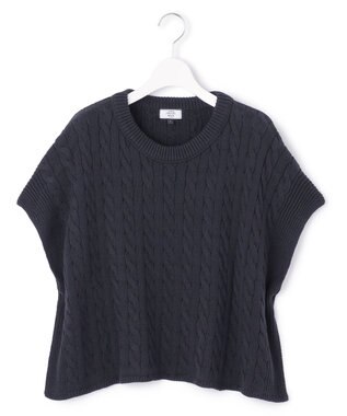 J.PRESS YORK STREET 【WOMEN】コットンニット ケーブルポンチョ ネイビー系