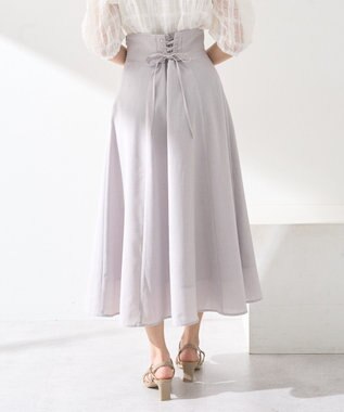 earth music&ecology シアーバックレースアップフレアスカート Light Gray