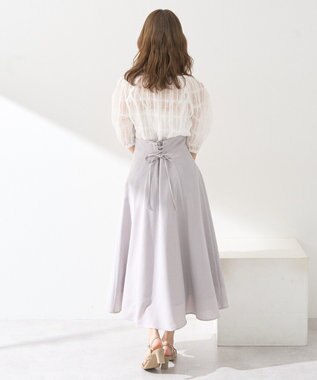 earth music&ecology シアーバックレースアップフレアスカート Light Gray