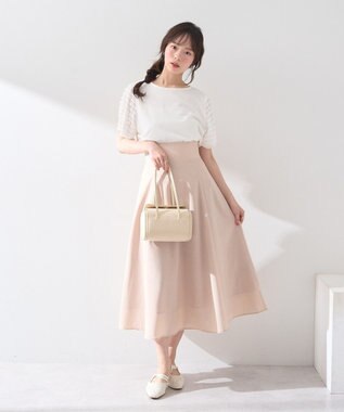 earth music&ecology シアーバックレースアップフレアスカート Light Beige