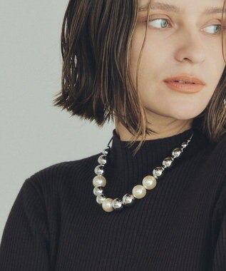 YECCA VECCA パールMIXメタルチャンキーネックレス