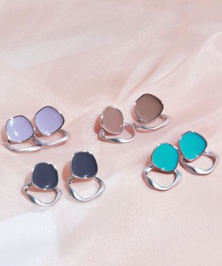 Tiaclasse カラーメタルリングピアス ゴールド×ブラック