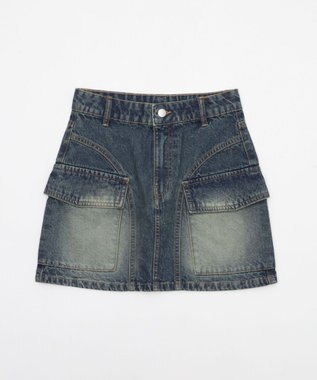 WEGO ヴィンテージウォッシュカーゴミニスカート デニム中濃加工色