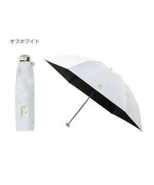 MOONBAT FURLA(フルラ) 晴雨兼用日傘 折りたたみ傘 フワクール生地使用 軽量 無地×アーチロゴ オフホワイト