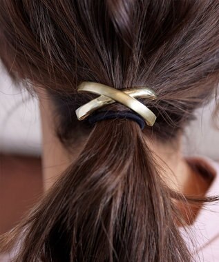 Tiaclasse クロスモチーフヘアゴム ゴールド