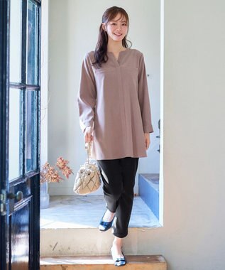 Tiaclasse L 【洗える】スエード調チュニック ピンクベージュ
