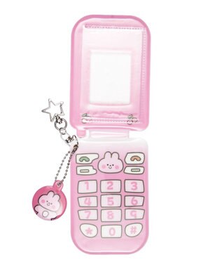 WEGO 【痛バ＆推し活グッズ】チャーム付きゆるアニマルガラケーカードホルダーキーホルダー ピンク