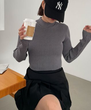 WEGO リブハイネックショートニット スミクロ