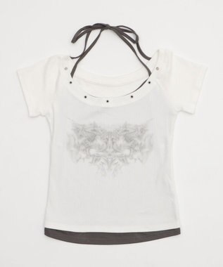 WEGO ハトメレイヤードグラフィックT ホワイト