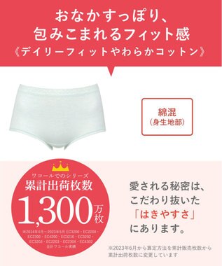 Wing ショーツ 綿混素材(身生地) やさしい肌あたり ここちよいフィット感 【デイリーフィット やわらかコットン】 はきこみ丈ふかめ EC3500 ウイング／ワコール メロン