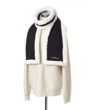 MOONBAT 【WEB限定】FURLA ファートリミングウールマフラー ブラック
