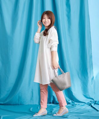 Tiaclasse 【洗える】リネンミックススキッパーシャツワンピース オフホワイト