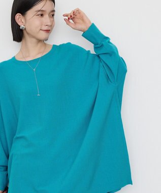 AMERICAN HOLIC バイパチポンチョライクＢＩＧニットプルオーバー Sax