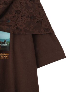 Green Parks ＳＥＴ２点フォトＴシャツ＋レーススカーフ Brown