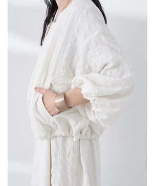 earth music&ecology シャーリングタックスリーブブルゾン Ivory