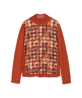 DAKS リバティプリント コンビハイネックプルオーバー グリーン