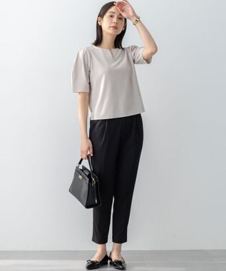 組曲 S 【WEB限定】ジョーゼットジャージーランタンスリーブ5分袖 ブラウス ベージュ系