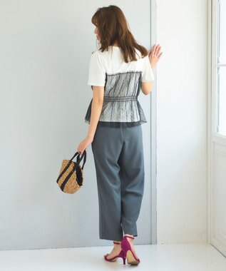 Feroux 【洗える】セミワイド パンツ グレー系