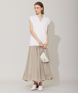 ICB 【洗える】 リネンブレンドシャイン ベスト オフホワイト系