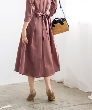 Tiaclasse L 【新色追加・洗える】バックリボン前開きワンピース ピンク