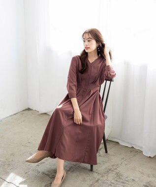 Tiaclasse L 【新色追加・洗える】バックリボン前開きワンピース ピンク