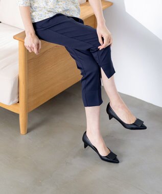 Tiaclasse 【洗える】スリットテーパードパンツ ネイビー