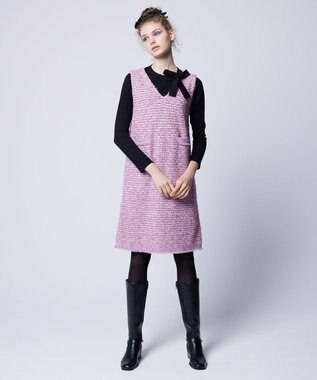TOCCA 【洗える！】FONDU TWEED ドレス パープル系