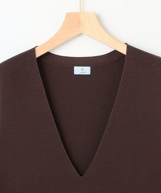 組曲 【洗える・軽量】パールディテールニット ベスト ダークブラウン系