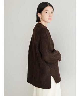 AMERICAN HOLIC Ｍｉｘヤーンモックネックケーブルニットプルオーバー Brown